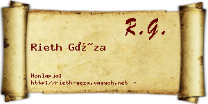 Rieth Géza névjegykártya